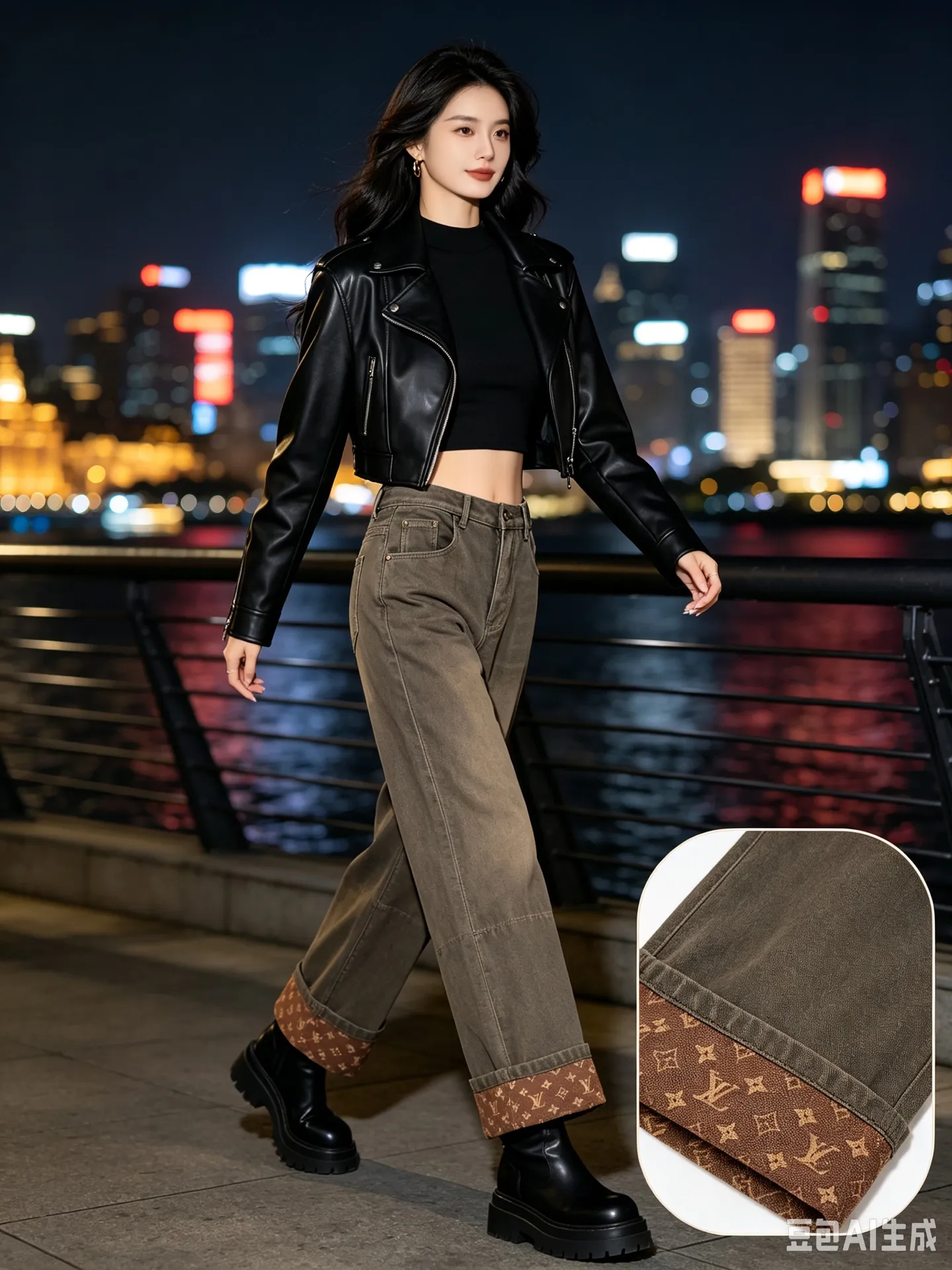 Louis Vuitton/Louis Vuitton trousers turn-down presbyopic jeans